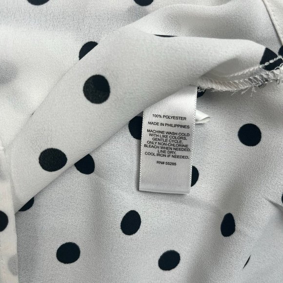 Express Lot Of 2 Blouses Shirts Black White Polka Dot Portofino Green Women's M - Picture 6 of 16